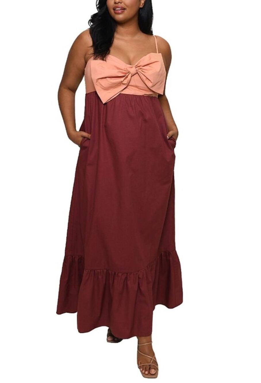 Hutch Olani Bow Flounce Hem Maxi Dress Size Large NWT Anthropologie Flirty